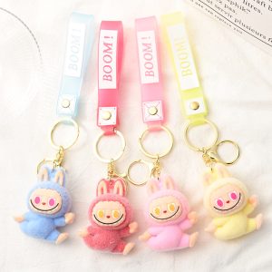 Labubu Plush Keychain – Kawaii Mini Key Ring with “BOOM!” Headband