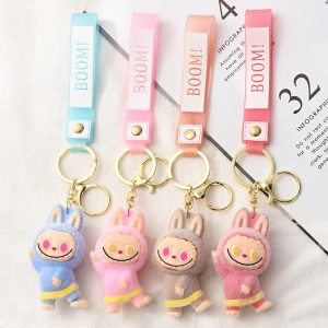 Labubu Plush Keychain – Kawaii Mini Key Ring with Colourful “BOOM!”