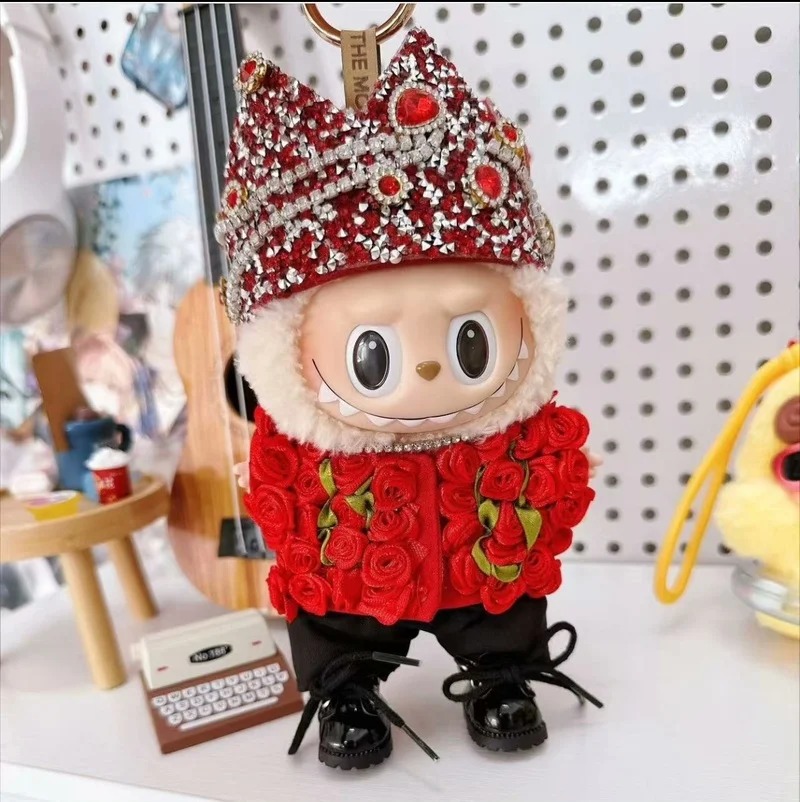 Royal Crown Costume for Labubu Figurine – Ruby Roses Edition