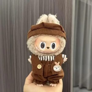 Labubu Brown Corduroy Bunny Costume Buttons & Stripes Edition