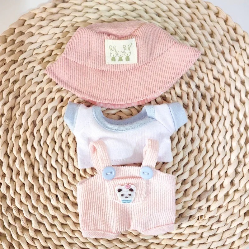 Pastel Pink Costume for Labubu Figurine – Kawaii Bear & Bunny Bucket Hat Edition - Image 2