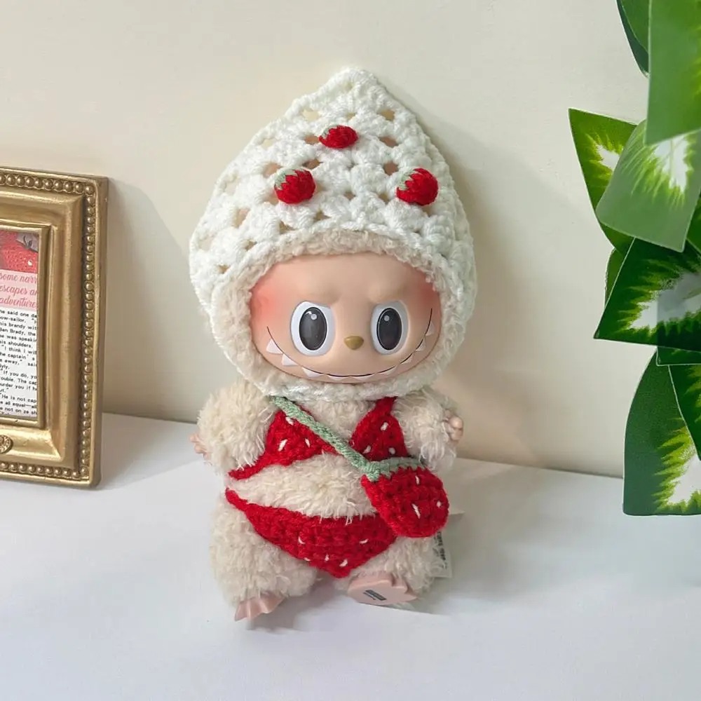 Labubu in Pink Spring Dungarees – Bunny Ear Hat Edition - Image 2