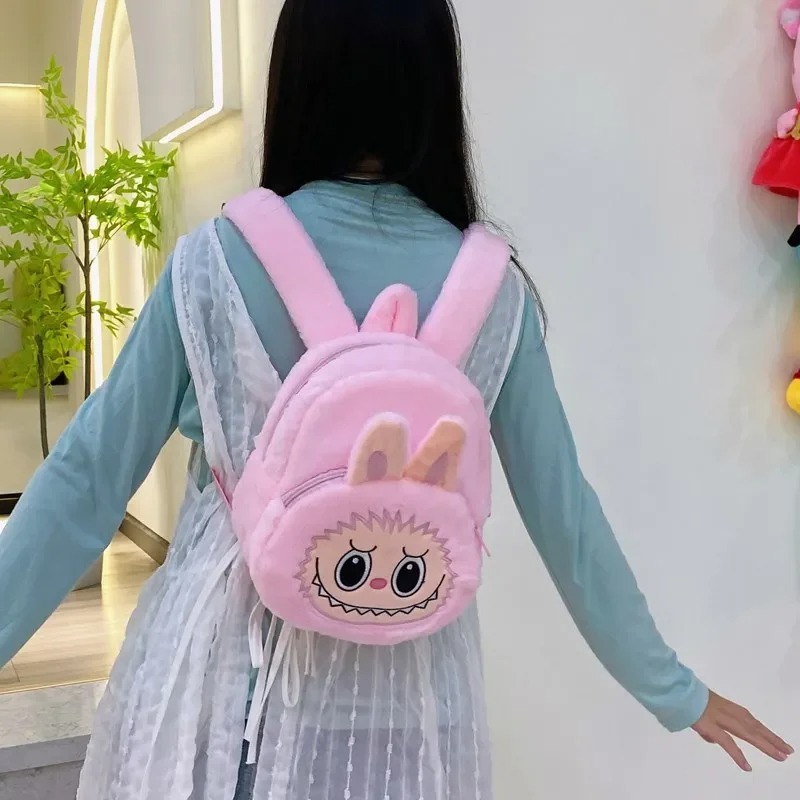 Labubu Pink Bunny Plush Backpack – Kawaii Soft Toy Bag & Collectible Accessory UK - Image 2