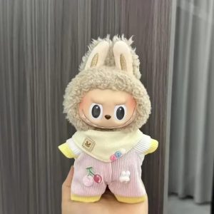 Pastel Pink Cherry Costume for Labubu Figurine – Kawaii Softness Edition