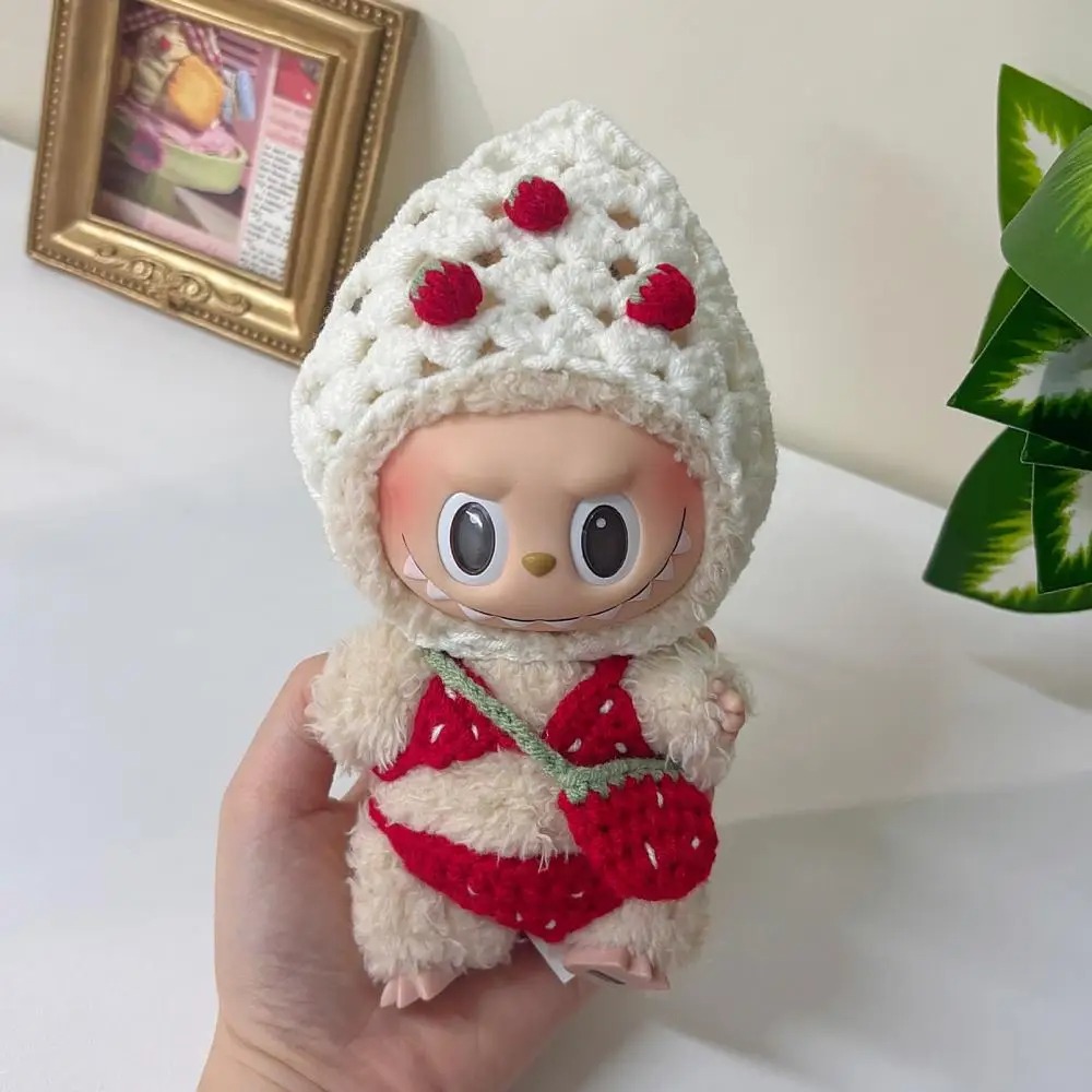 Labubu in Pink Spring Dungarees – Bunny Ear Hat Edition - Image 3