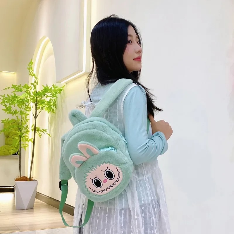 Labubu Mint Green Bunny Plush Backpack – Kawaii Soft Toy Bag & Collectible Accessory UK - Image 2