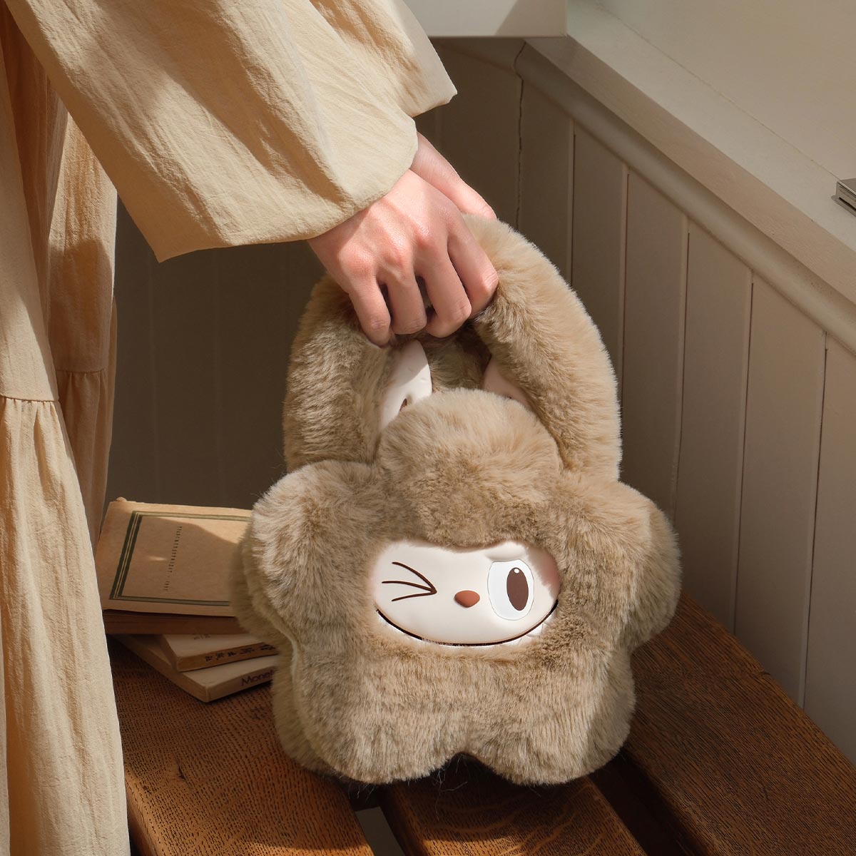 Brown Kawaii Plush Bunny Bag – Adorable Backpack with Cute Design - Image 3