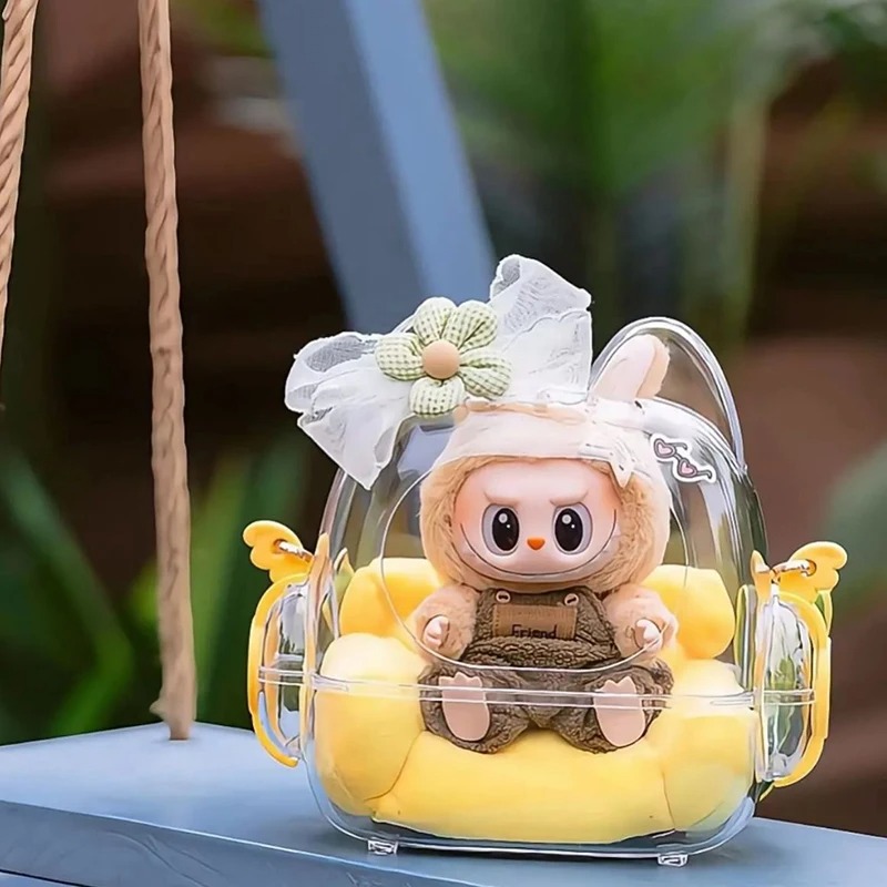 Transparent Kawaii Bag for Labubu Doll – Display Backpack with Strap - Image 3