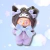 Labubu x Sanrio Kuromi 17 cm cosplay plush with skull hood and lilac suit