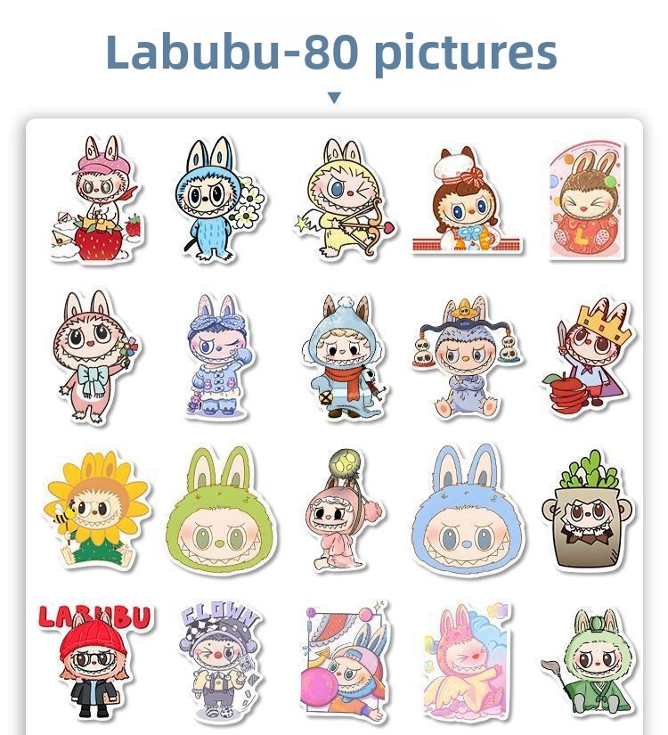 Labubu Stickers – 80-Piece Waterproof Vinyl Sticker - Image 3