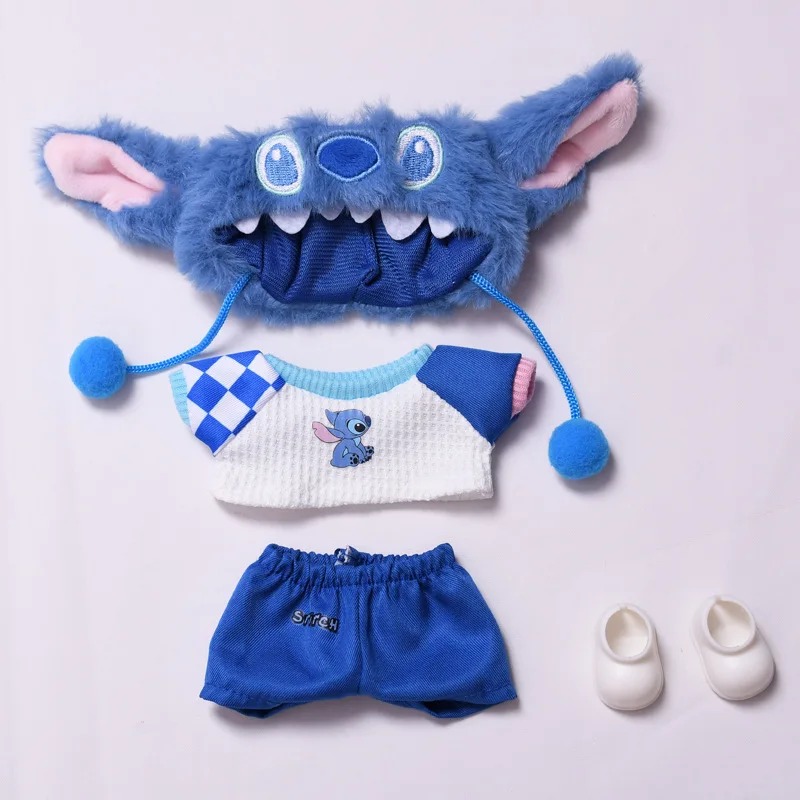 Labubu × Stitch Cosplay Outfit Set (17 cm Doll Clothes) – Blue Furry Costume - Image 2