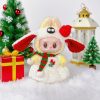 Labubu 17 cm Christmas Outfit – Fluffy White Dress, Red-Ear Hood & Striped Scarf